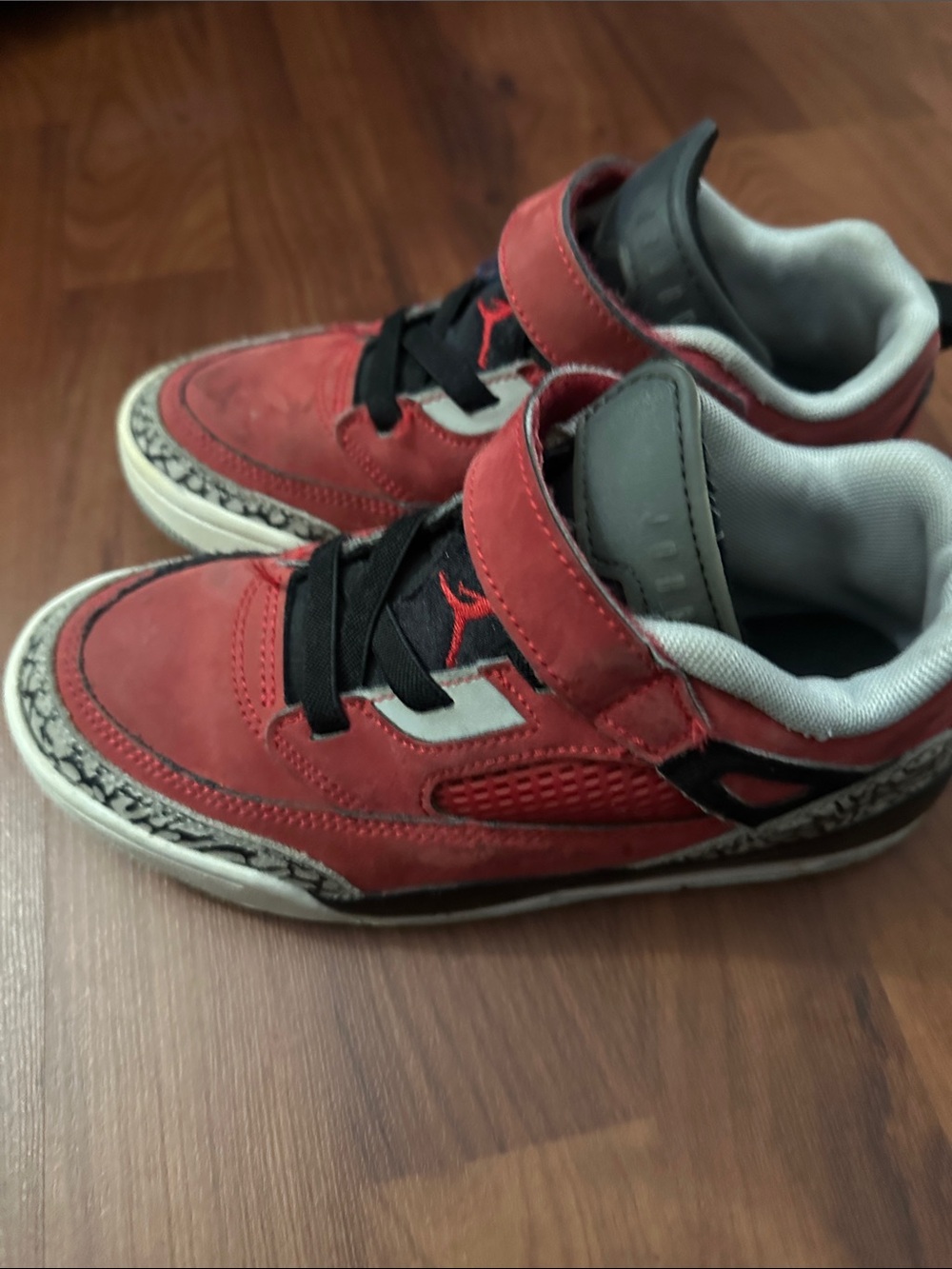 Jordan Kids Red and Black Low-Top Sneakers with Strap